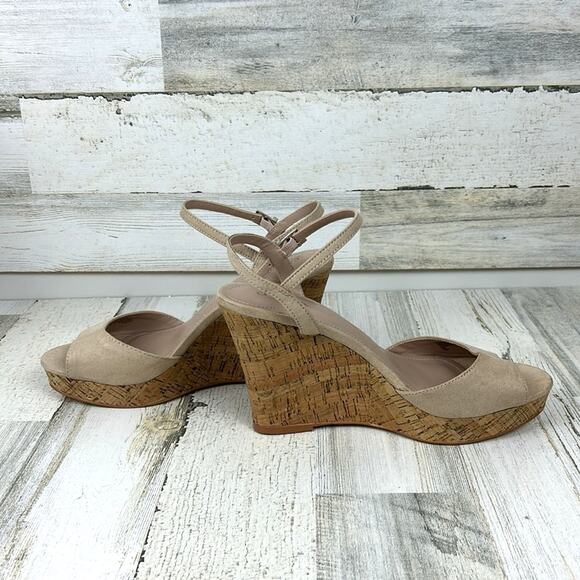 Charles David Women’s 10 Tan Lambert Cork Wedge Open Toe Sandals NEW - Picture 6 of 9